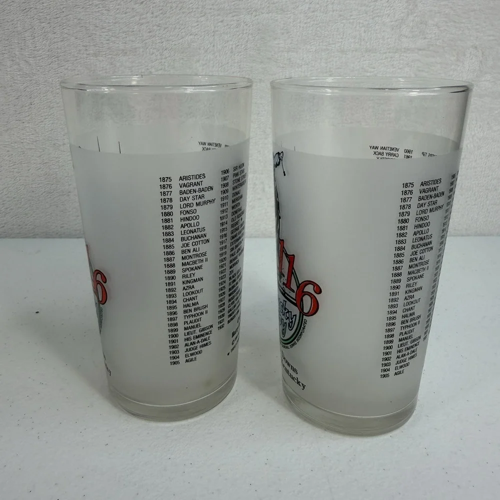 1990‎ Official Kentucky Derby Souvenir Collector Glasses Set of 2 Horse Racing